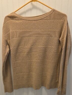 Coldwater Creek tan textured knit sweater M Boatneck